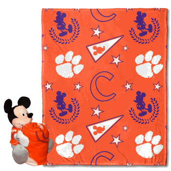 NCAA Clemson Pennant Mickey Hugger Pillow & Silk Touch Throw Set