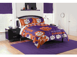 NCAA Clemson Tigers Hexagon Take F/Q Comforter Set