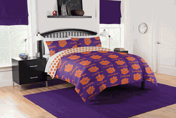 NCAA Clemson Tigers Rotary Queen Bed In A Bag Set