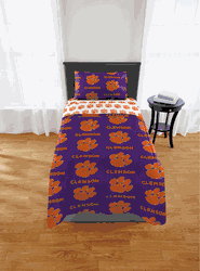 NCAA Clemson Tigers Twin Rotary Bed In A Bag Set