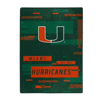 NCAA Digitize Miami Raschel Throw Blanket 60x80 Inches