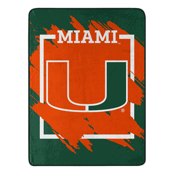 NCAA Dimensional Miami Micro Raschel Throw Blanket 46x60 Inches