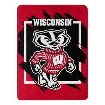 NCAA Dimensional Wisconsin Micro Raschel Throw Blanket 46x60 Inches
