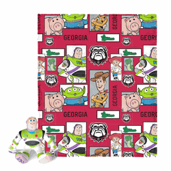 NCAA Georgia Bulldogs Disney Toy Story Buzz Lightyear Cameo Hugger Pillow & Silk Touch Throw Blanket Set 40x50 Inches