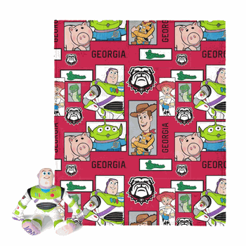 NCAA Georgia Bulldogs Disney Toy Story Buzz Lightyear Cameo Hugger Pillow & Silk Touch Throw Blanket Set 40x50 Inches