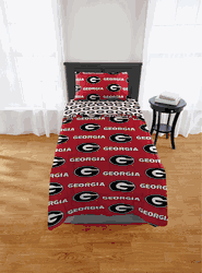 NCAA Georgia Bulldogs Twin Rotary Bed In A Bag Set