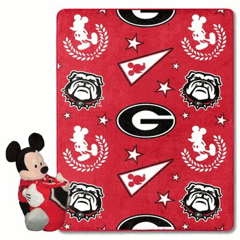 NCAA Georgia Pennant Mickey Hugger Pillow & Silk Touch Throw Set