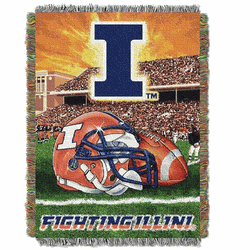 NCAA Illinois Homefield Advantage Woven Tapestry Throw Blanket 48x60 Inches