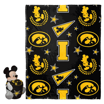 NCAA Iowa Pennant Mickey Hugger Pillow & Silk Touch Throw Set