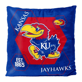 NCAA Kansas Connector Velvet Reverse Pillow 16x16 Inches