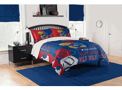 NCAA Kansas Hexagon Take F/Q Comforter Set