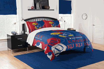 NCAA Kansas Hexagon Take F/Q Comforter Set