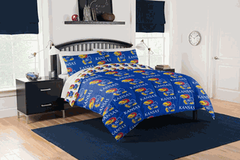 NCAA Kansas Jayhawks Full Rotary Bed In A Bag Set
