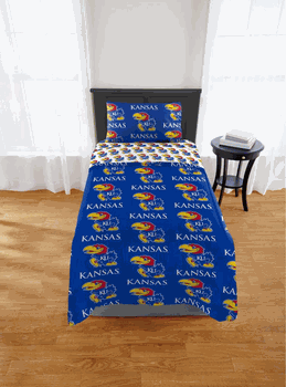 NCAA Kansas Jayhawks Twin Rotary Bed In A Bag Set