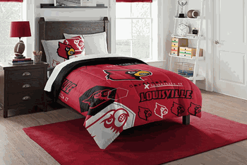 NCAA Louisville Hexagon Twin Comforter Set