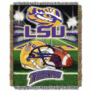 NCAA LSU Homefield Advantage Woven Tapestry Throw Blanket 48x60 Inches