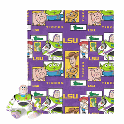 NCAA LSU Tigers Disney Toy Story Buzz Lightyear Cameo Hugger Pillow & Silk Touch Throw Blanket Set 40x50 Inches