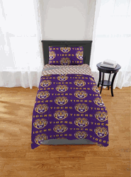 NCAA LSU Tigers Twin Rotary Bed In A Bag Set
