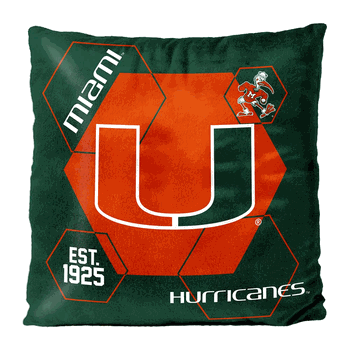 NCAA Miami Connector Velvet Reverse Pillow 16x16 Inches