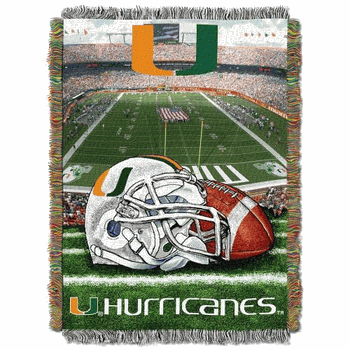 NCAA Miami Homefield Advantage Woven Tapestry Throw Blanket 48x60 Inches