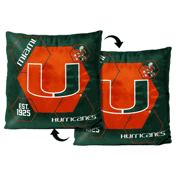 NCAA Miami Hurricanes Connector Velvet Reverse Pillow