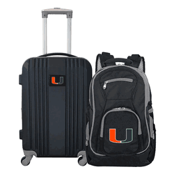 NCAA Miami Hurricanes Premium 2-Piece Backpack & Carry-On Set