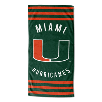 NCAA Miami Stripes Beach Towel 30x60 Inches