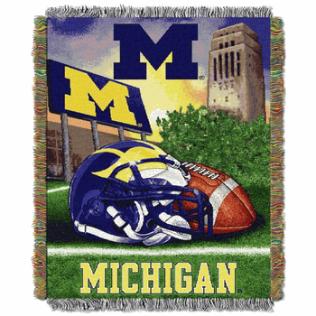 NCAA Michigan Homefield Advantage Woven Tapestry Throw Blanket 48x60 Inches