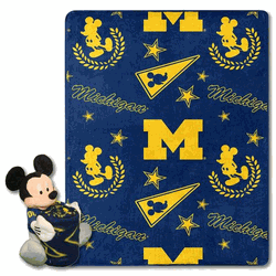 NCAA Michigan Pennant Mickey Hugger Pillow & Silk Touch Throw Set