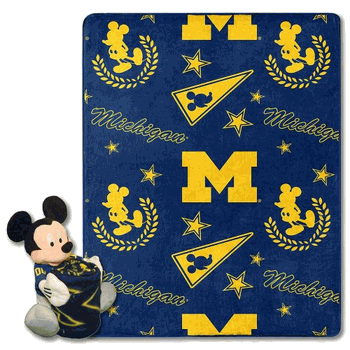 NCAA Michigan Pennant Mickey Hugger Pillow & Silk Touch Throw Set