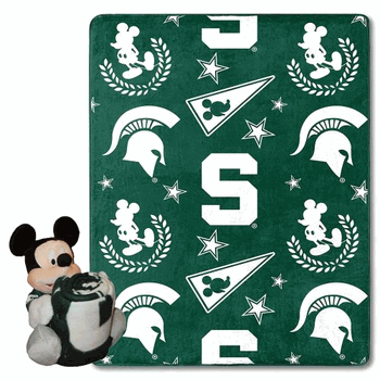 NCAA Michigan State Pennant Mickey Hugger Pillow & Silk Touch Throw Set