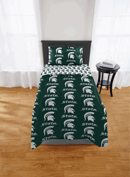 NCAA Michigan State Spartans Twin Rotary Bed In A Bag Set