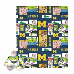 NCAA Michigan Wolverines Disney Toy Story Buzz Lightyear Cameo Hugger Pillow & Silk Touch Throw Blanket Set 40x50 Inches