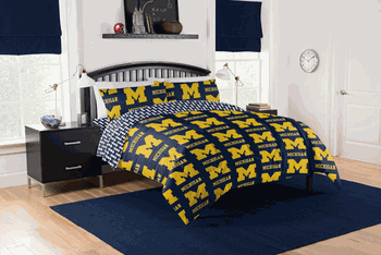 NCAA Michigan Wolverines Full Rotary Bed In A Bag Set