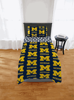 NCAA Michigan Wolverines Twin Rotary Bed In A Bag Set