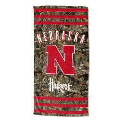 NCAA Nebraska Cornhuskers Real Tree Stripes Beach Towel