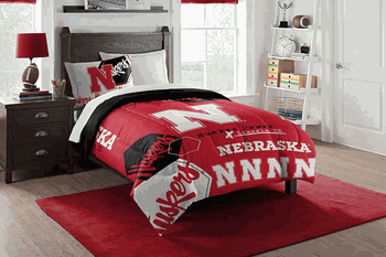 NCAA Nebraska Hexagon Twin Comforter Set