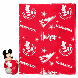 NCAA Nebraska Pennant Mickey Hugger Pillow & Silk Touch Throw Set