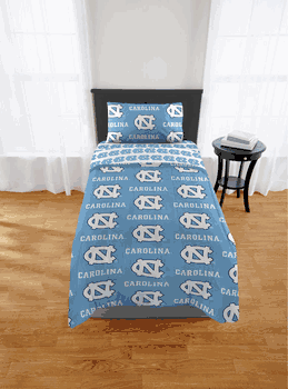 NCAA North Carolina Tar Heels Twin Rotary Bed In A Bag Set
