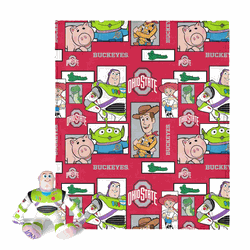NCAA Ohio State Buckeyes Disney Toy Story Buzz Lightyear Cameo Hugger Pillow & Silk Touch Throw Blanket Set 40x50 Inches