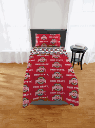 NCAA Ohio State Buckeyes University Buckeyes Twin Rotary Bed In A Bag Set