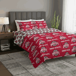 NCAA Ohio State University Buckeyes Rotary Queen Bed In A Bag Set