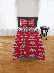 NCAA Ohio State University Buckeyes Twin Rotary Bed In A Bag Set
