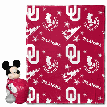 NCAA Oklahoma Pennant Mickey Hugger Pillow & Silk Touch Throw Set