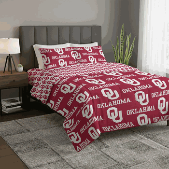 NCAA Oklahoma Sooners Rotary Queen Bed In A Bag Set