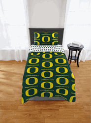 NCAA Oregon Ducks Twin Rotary Bed In A Bag Set