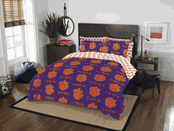 NCAA Rotary Clemson Tigers 7 PC Full Bed In Bag Set