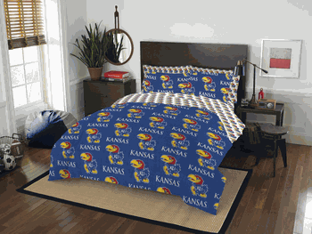 NCAA Rotary Kansas 7 PC Queen Bed In Bag Set