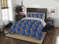 NCAA Rotary Kansas Jayhawks 7 PC Queen Bed In Bag Set