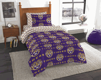 NCAA Rotary LSU Louisiana State 5 PC Twin Bed In Bag Set